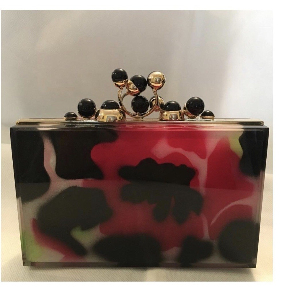 Elie Saab Multicolored Flower Print Acrylic Box Clutch Bag $2198 - Picture 2 of 9